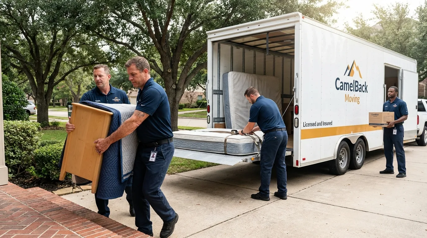 Crew loading residential truck for cross-state move from Prattville, AL